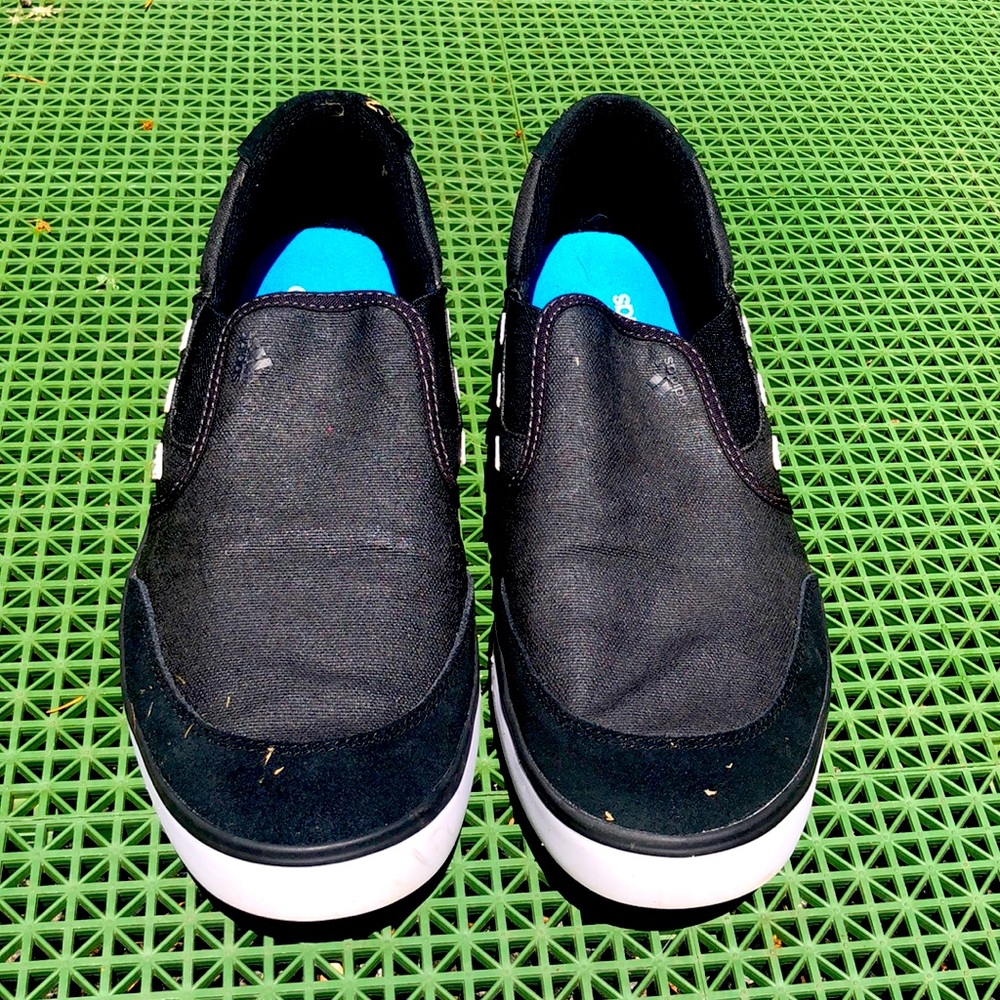Black slip on adidas golf shoes